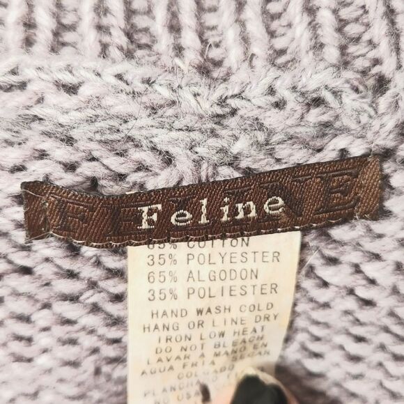 Feline Fancy Sweater Faux Fur gray CROCHET Size Small - Picture 8 of 10